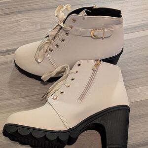 Elegant Cream Ankle Boots